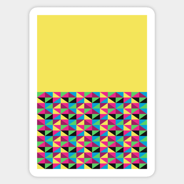 Funky Triangles on Yellow Sticker by Blue-Banana